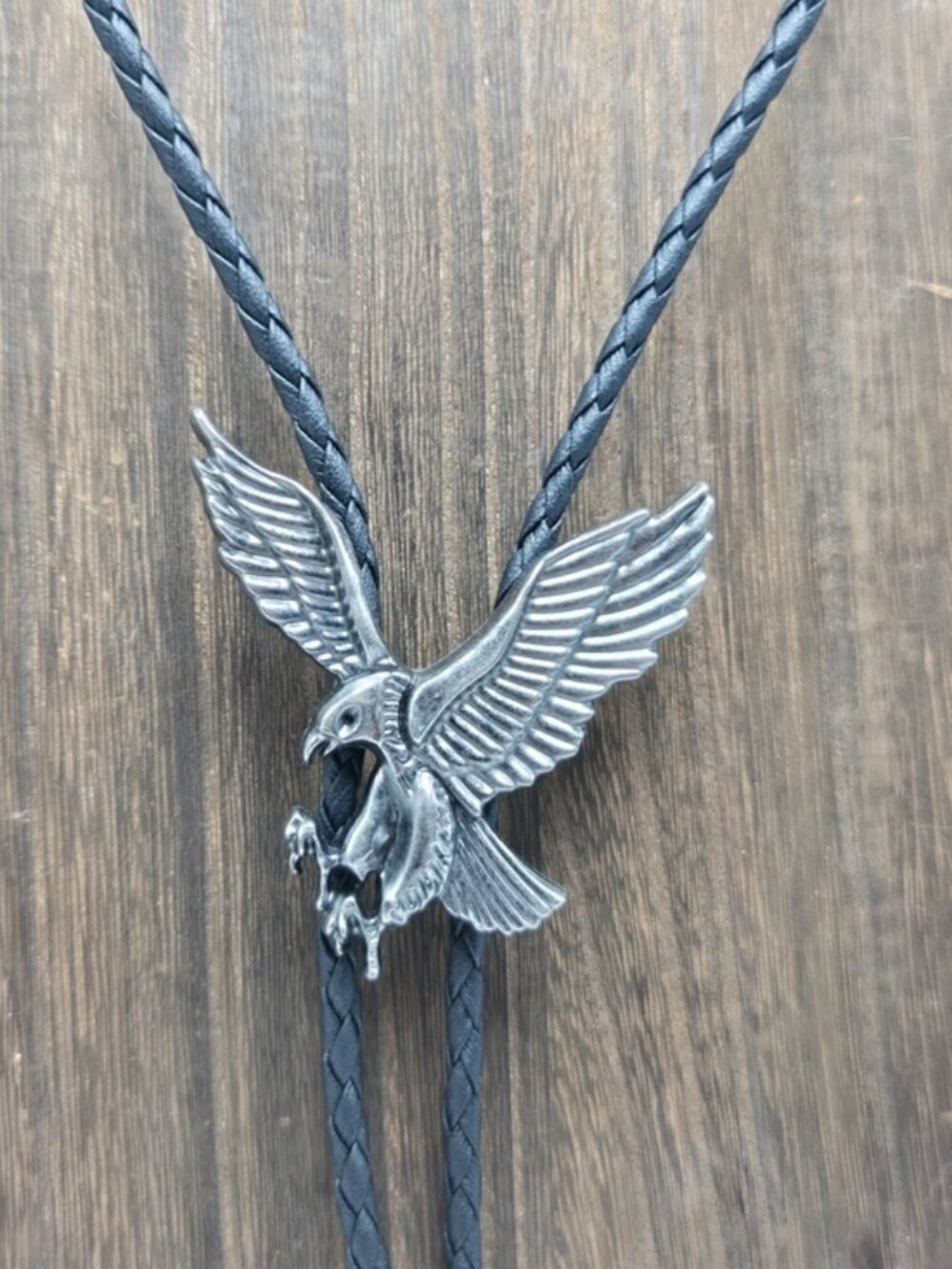 Western Eagle Lariat Tie Silver Tone Men's Accessories Metal Costume Fashion